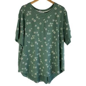 Jane + Delancey Daisy Floral Pullover Top Plus Size 1X2X Green Cottagecore‎ NWT